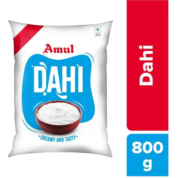Amul Dahi Pouch Plain Curd NA (800 ml)