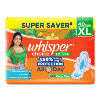 Whisper Choice Sanitary Pads with Wings for Women, XL, 40s Napkins